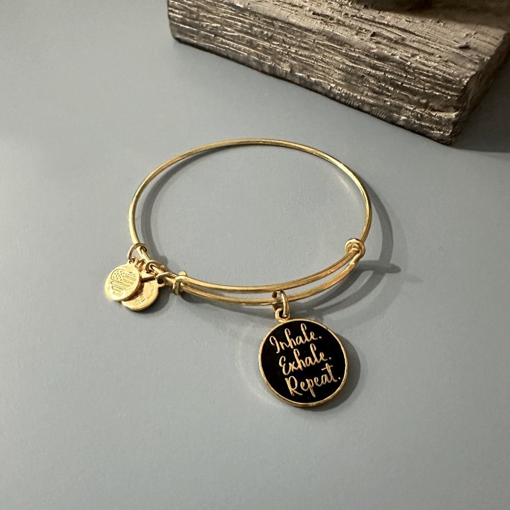 ALEX and ANI Inhale Exhale Repeat Charm Bangle